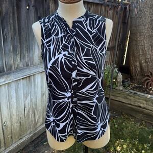 Banana Republic Sleeveless Printed Top Blouse Black White Women's Size XS